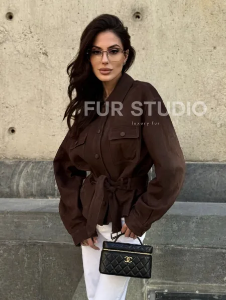 Женская куртка - рубашка из замши - фото 9