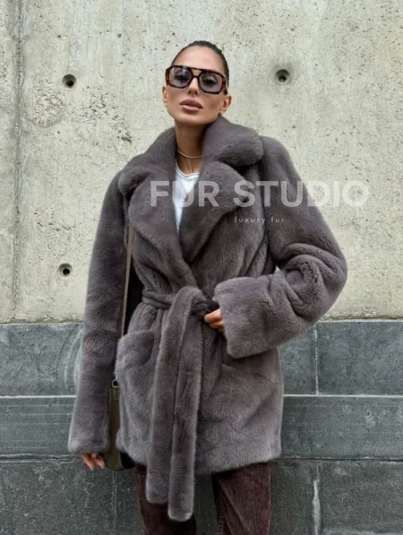 Норковая шуба лавандового цвета - VELVET - фото 13