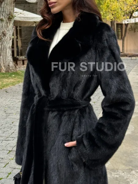 Черная норковая шуба - фото 1