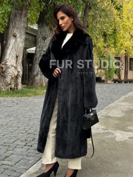 Черная норковая шуба - фото 6