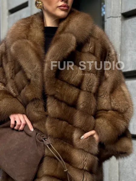 Шуба из куницы оверсайз - фото 1