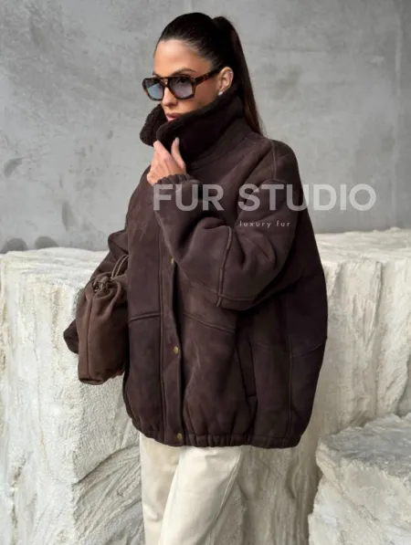 Дубленка бомбер женская - фото 8