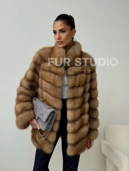 Шуба из куницы - стойка воротник - фото 8