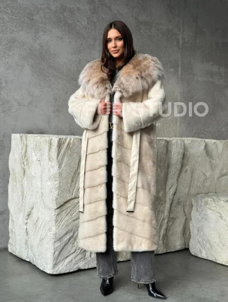 Норка шуба паркет с капюшоном рысь - фото 11