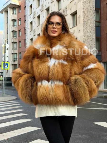 Шуба из лисы с капюшоном - фото 11