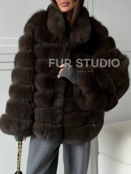 Шуба из натурального песца под соболь - фото 2