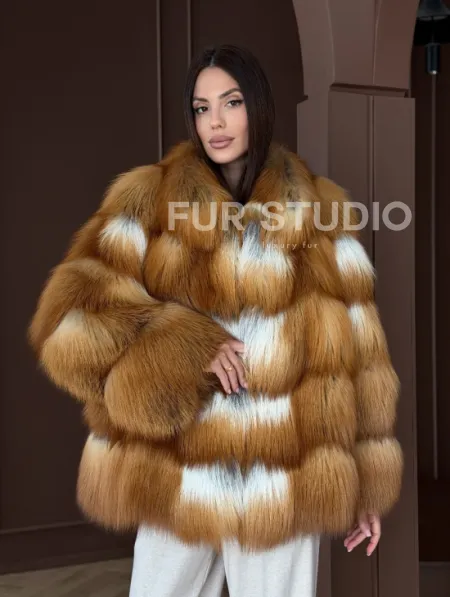 Короткая шуба из рыжей лисы - фото 9