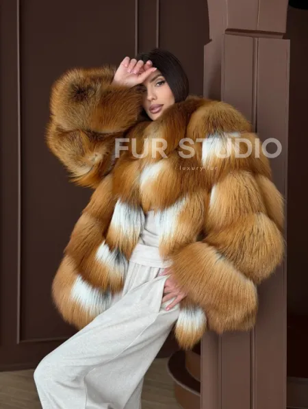 Короткая шуба из рыжей лисы - фото 15