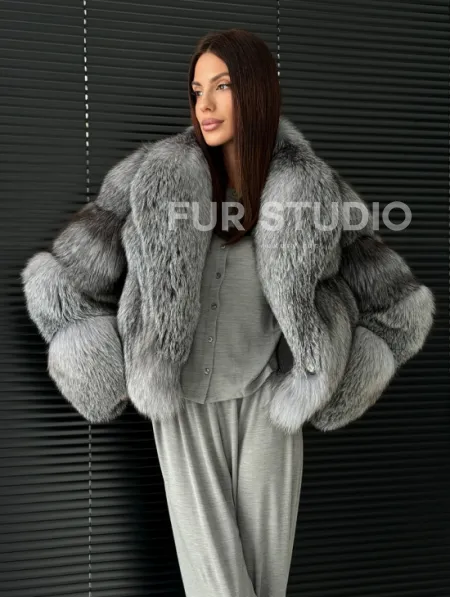 Полушубок - кроп из меха блюфрост - фото 6