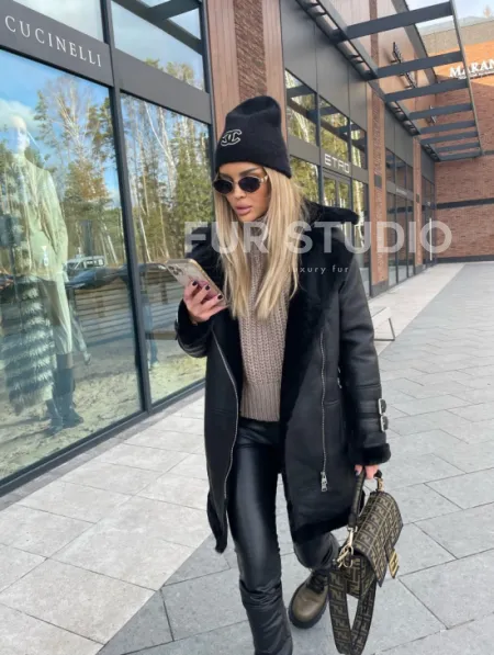 Дубленка авиатор удлиненная - фото 1