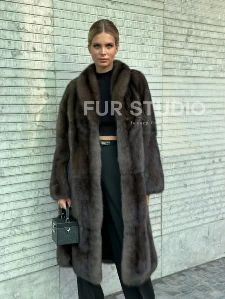 Классическое пальто из меха соболя седина 1/2 - фото 3