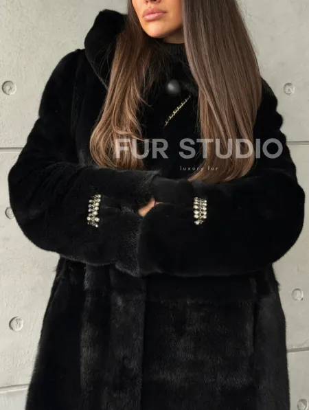 Шуба из норки Blackglama с капюшоном - фото 2