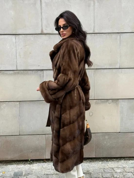 Кимоно шуба английский воротник - цвет соболь - фото 8