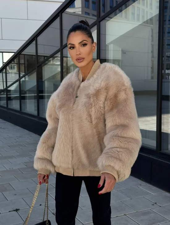 Меховая куртка - бомбер из натурального меха тосканы Турция - фото 10