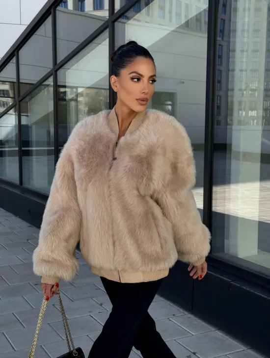 Меховая куртка - бомбер из натурального меха тосканы Турция - фото 12