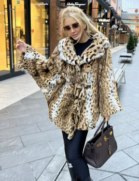 Шуба из оцелота под леопард модель «Летучая мышь» - фото 2