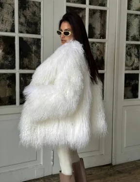 Шуба из меха ламы PREMIUM COLLECTION, английский воротник - фото 6