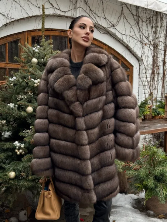 Шуба из соболя баргузинского с английски воротником SILVER 1-2 - фото 10