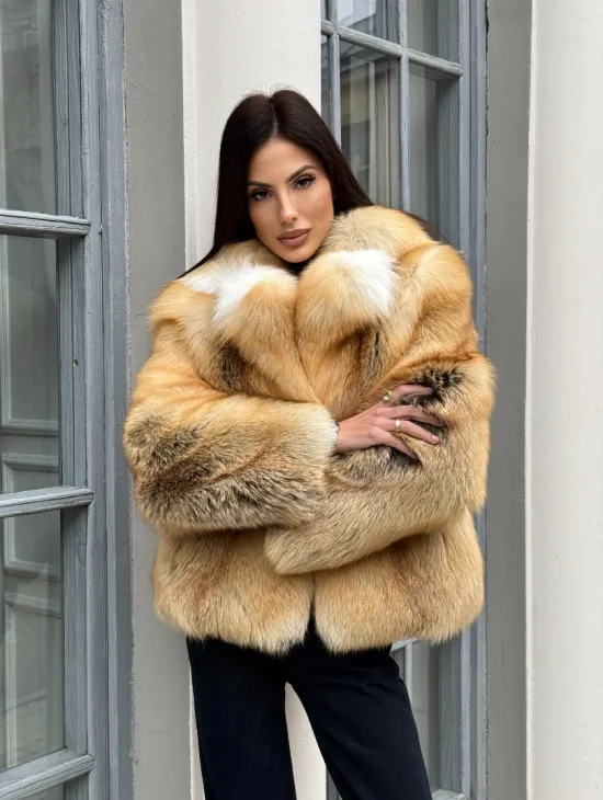 Полушубок из меха альпийской лисы Premium Golden Fox - фото 6