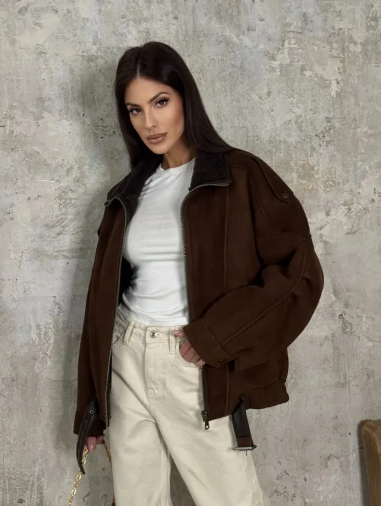 Дубленка - бомбер на молнии из овчины MERINO - фото 8