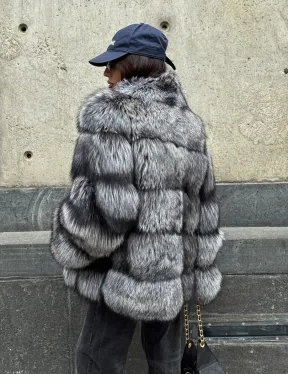 Шуба из чернобурки воротник стойка - фото 6