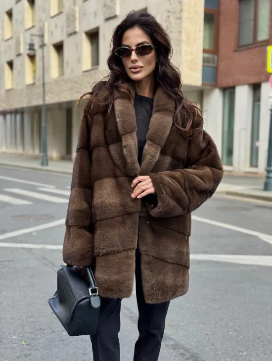 Шуба норковая коричневая - фото 4