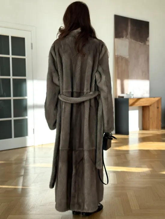 Норковая шуба серая длинная SILVER PREMIUM - фото 2