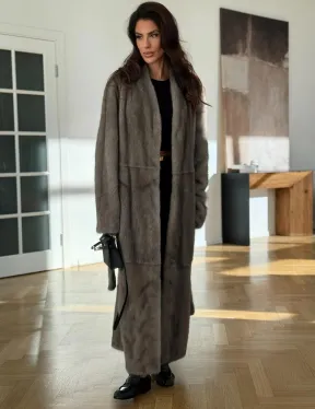 Норковая шуба серая длинная SILVER PREMIUM - фото 3