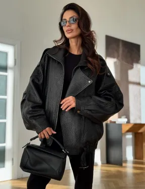 Черная кожаная куртка - фото 0