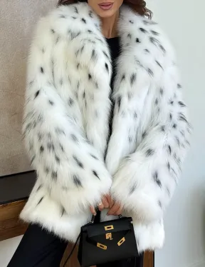 Шуба из лисы под рысь - белая - фото 2
