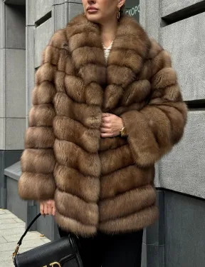 Шуба из куницы с воротником шаль - фото 4