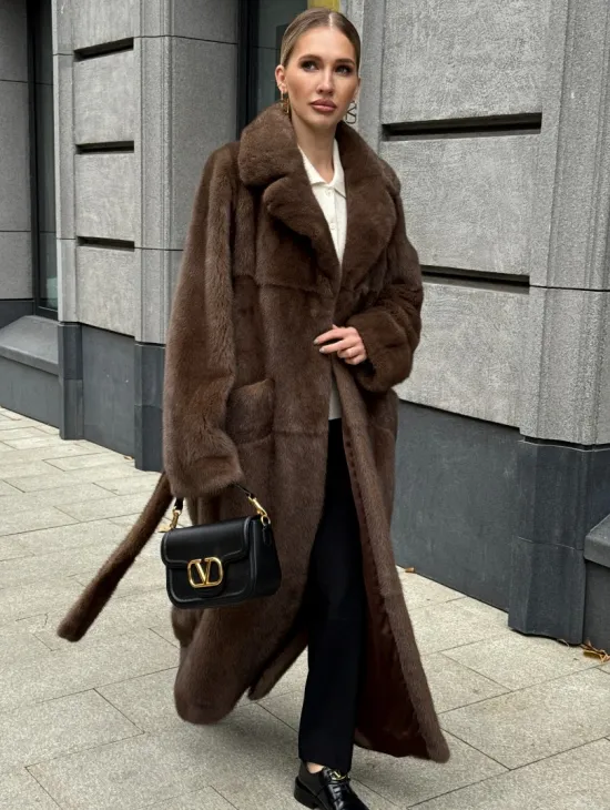 Норковая шуба - цвет соболь - фото 7