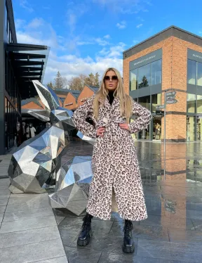 Леопардовая шуба из натуральной шерсти - фото 1