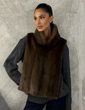 Манишка норковая - цвет соболь - фото 0