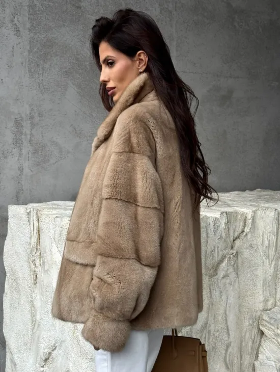 Норковый жакет с английским воротником - пастель - фото 4