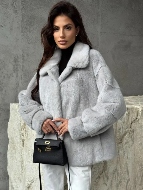 Голубая норковая шуба - фото 6