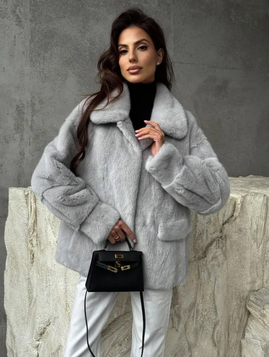 Голубая норковая шуба - фото 5