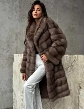 Шуба из куницы средней длины - фото 0