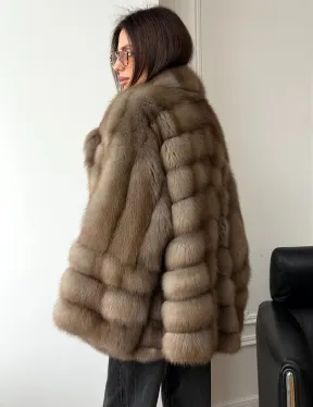 Шуба оверсайз из куницы - фото 5