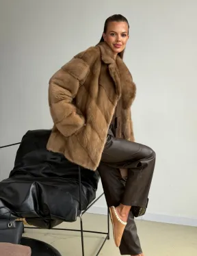 Норковый полушубок - английский воротник - фото 10
