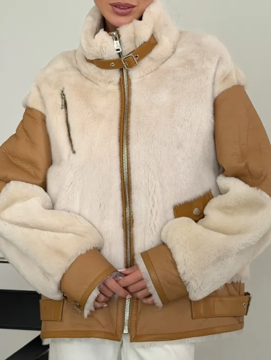 Комбинированная дубленка из норки и овчины - фото 1