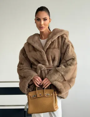 Норка пастель с капюшоном - летучая мышь - фото 9