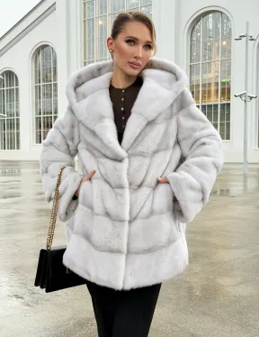 Белая норковая шуба с капюшоном - автоледи - фото 10