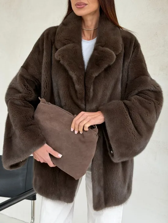 Меховой норковый жакет - английский воротник - фото 3