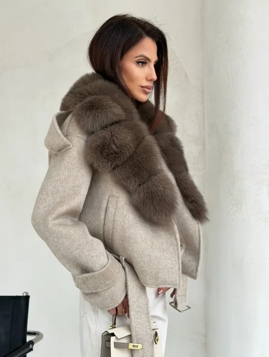 Куртка - пальто с мехом финского песца - фото 7