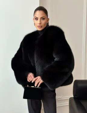 Черная короткая шуба из песца - фото 9