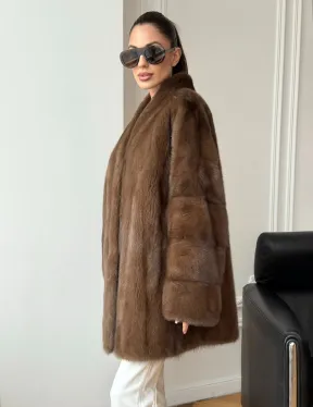 Полушубок из норки - цвет соболь - фото 11