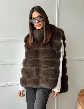 Меховая манишка под соболь из песца - фото 13