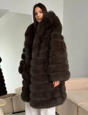Шуба из песца с капюшоном - фото 9