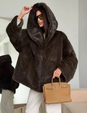 Зимняя норковая шуба с капюшоном - фото 12